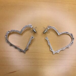 Kendra Scott Sophee Heart Large Hoop Post Earrings, Antique Silver